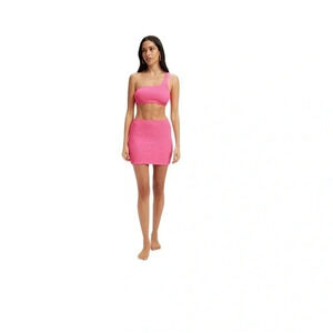 NWOT Good American Bright Pink Always Fit Swim Mini Skirt, Size Small-Medium